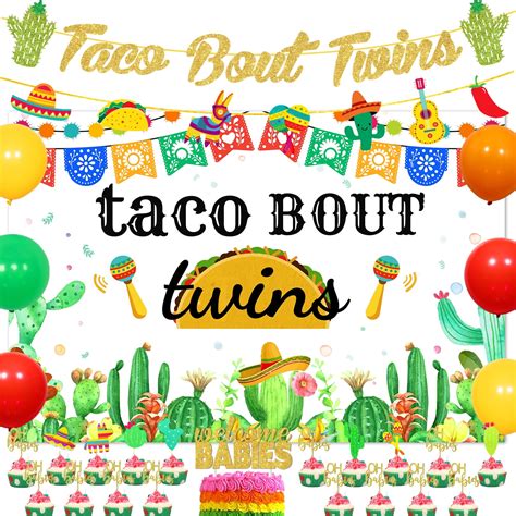 Taco Bout Twins Mexican Theme Baby Shower Decorations Welcome Baby With