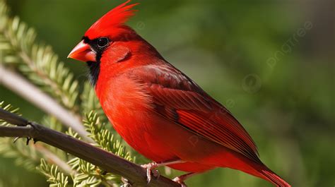 Bright Red Cardinal Sits On A Branch Background, Pictures Of Red ...