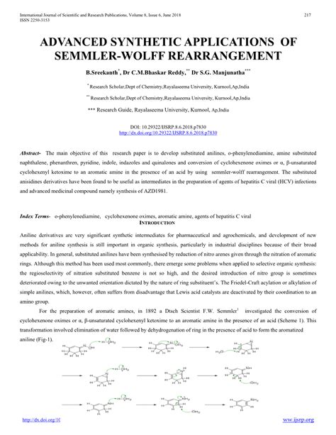 Advanced Synthetic Applications of Semmler-Wolff Rearrangement - DocsLib