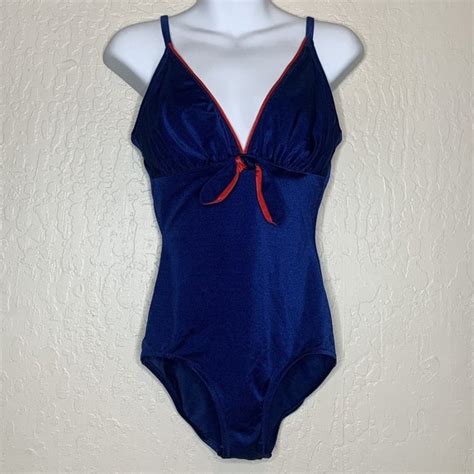 Deweese Design Swim Vintage 5s De Weese Design Blue Red One Piece