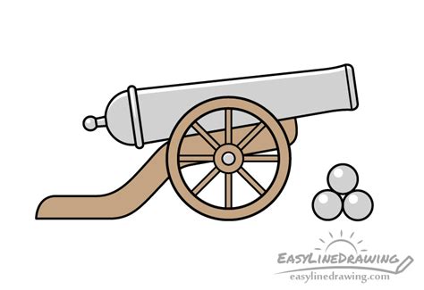 How To Draw A Cannon Step By Step Easylinedrawing