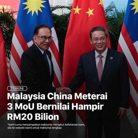 Terkini Syarikat Malaysia China Meterai Mou Bernilai Hampir Rm Bilion