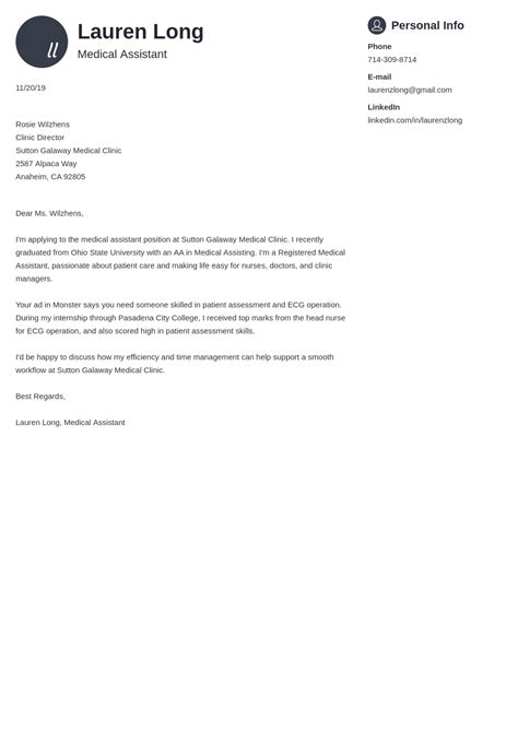 Healthcare Medical Field Cover Letter Sample That Identifies A