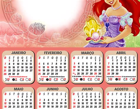 Calendário Ariel 2024 3 Moldura Png Digital Grátis