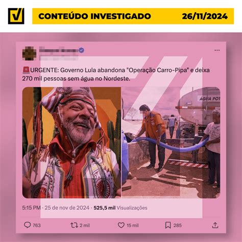 Post Engana Ao Afirmar Que Governo Lula Abandonou Operação Carro Pipa