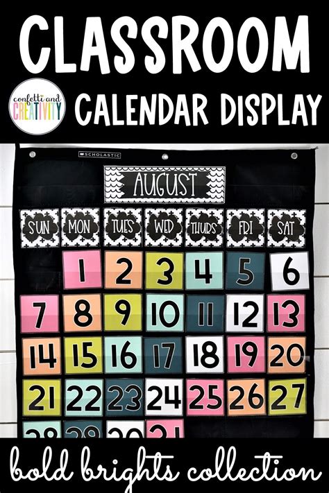 Printable Classroom Calendar Display Bold Brights Classroom Decor In 2022 Classroom Calendar