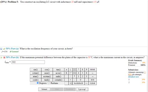 Solved Problem You Construct An Oscillating Lc Chegg