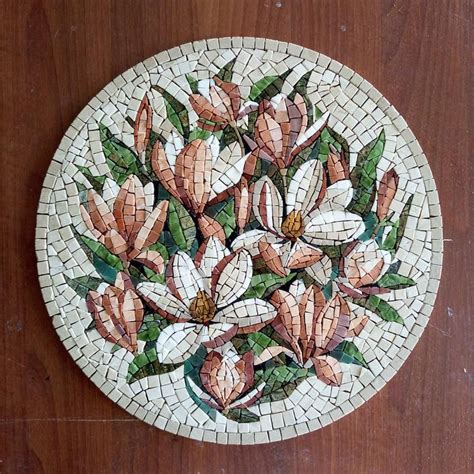 Marble Mosaic Magnolia Mosaic Magnolia Painting Magnolia Wall Art