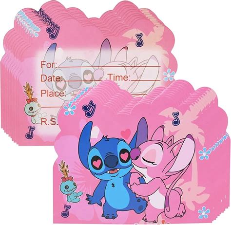 Bsnrdx Carte Invitation Anniversaire Enfant Pcs Lilo Stitch Carte