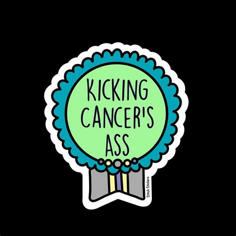 Kicking Cancers Ass Sticker Cancer Ribbon Sticker Etsy