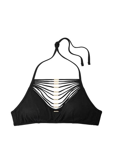 Buy VS Archives Strappy Hardware Halter Bikini Top Black Order Bikini Top Online Victoria S