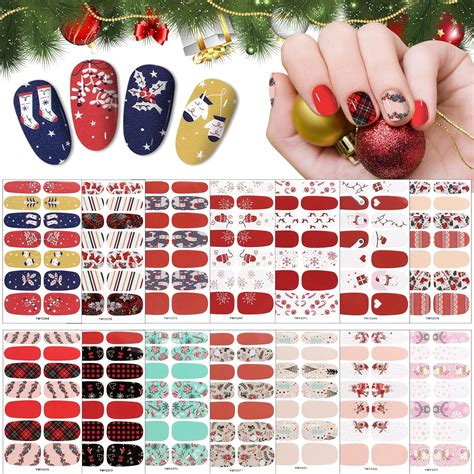 14 Sheets Christmas Nail Full Wraps Stickers EBANKU Christmas Nail Art