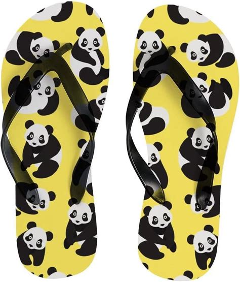 Freeamg Flip Flops Vintage Cute Pandas Animals Thong Slip On Slippers