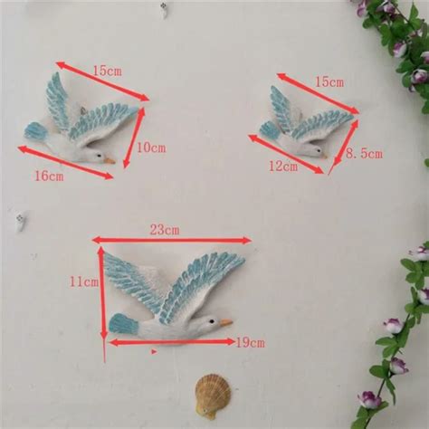 Polyresinresin Seagull 3pcs Resin Wall Hanging Seagulls Birds Nautical