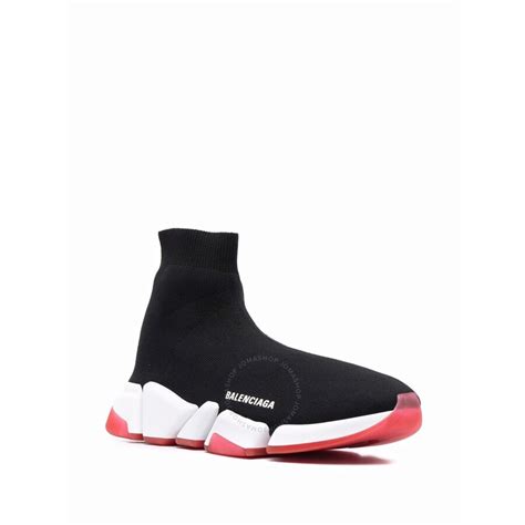 Balenciaga Men S Black White Trasp Red Speed 2 0 Clear Sole