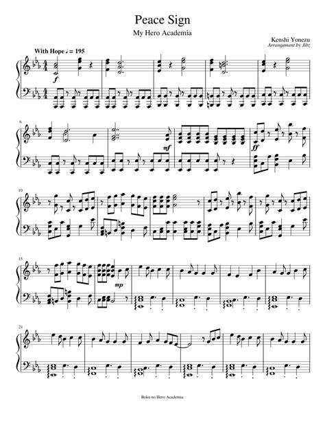 Peace Sign My Hero Academia Sheet Music For Piano Download Free In