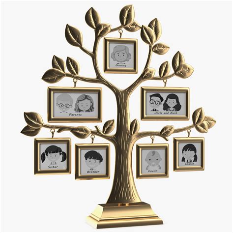 Golden Family Tree and Hanging Photo Frames 3D Model $29 - .3ds .blend ...