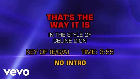 Celine Dion That S The Way It Is Karaoke Youtube