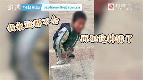 男孩扔同学被罚抱石头走20分钟，姑姑：屡教不改，以示惩戒凤凰网视频凤凰网