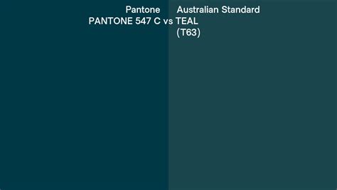 Pantone 547 C Vs Australian Standard Teal T63 Side By Side Comparison