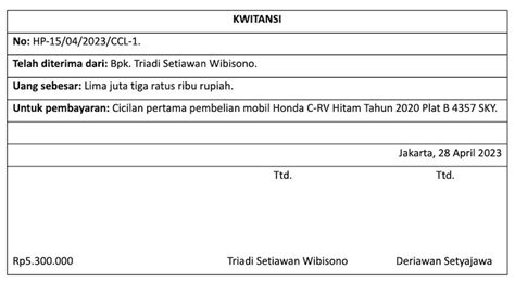 Kwitansi Pelunasan Hutang Homecare