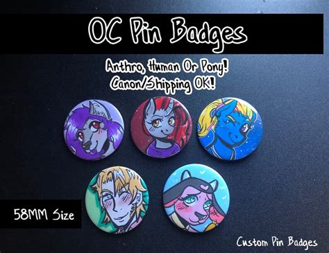 Custom Badges Original Character Oc Pin Badge Button 58mm Etsy