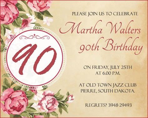 90th Birthday Invitations Free Printable Invitation Design Blog