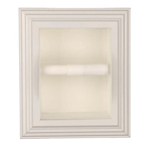 Solid Wood Recessed In Wall Bathroom Toilet Paper Holder White