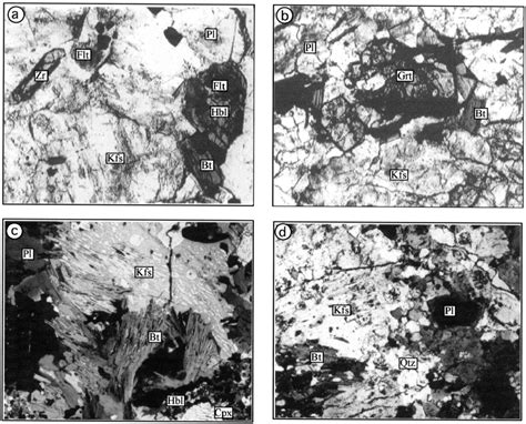 Photomicrographs Showing Mineral Textures A K Feldspar Plagioclase Download Scientific