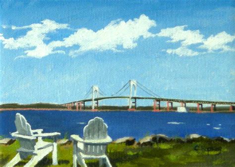 Newport Bridge Newport Rhode Island Painting by Christine Hopkins - Pixels