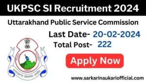 Ukpsc Si Recruitment Sarkari Naukari Official