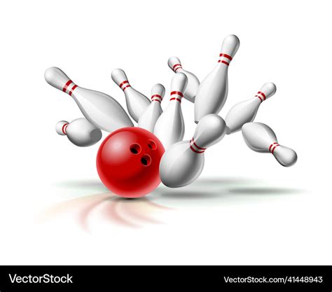 Red Bowling Ball Crashing Into The Pins Royalty Free Vector