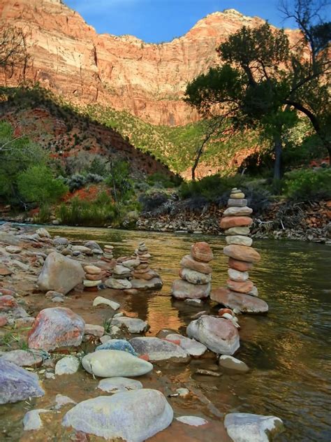 stacked stones   virgin river utah stacked rocks