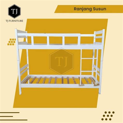 Jual Ranjang Tingkat BUNK BED Ranjang Susun Kayu 120 X 200 Cm Putih