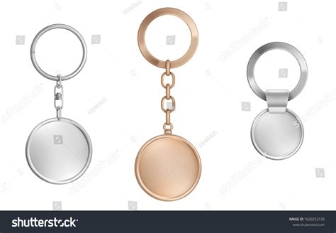 Keychains Set Metal Round Keyring Holders Stock Vector Royalty Free