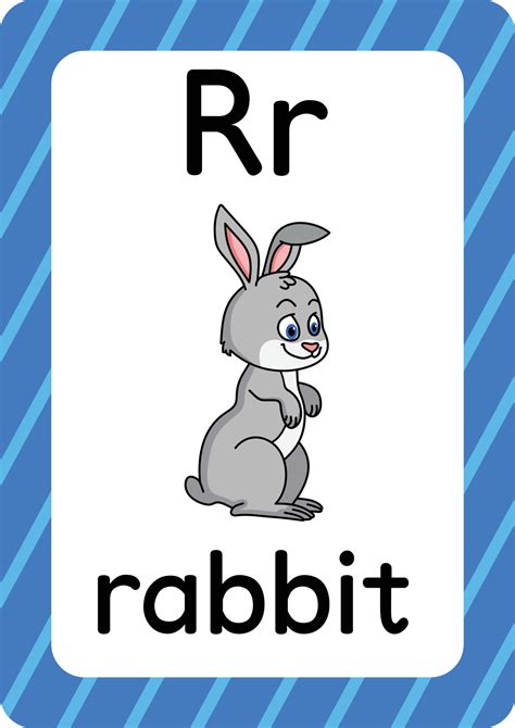 Rabbit Vector Isolated On White Background Letter R Flashcard Rabbit