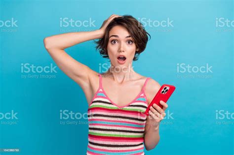 Photo Of Young Confused Girl Forgot Her Icloud Password Hand Head Open Mouth Speechless Big