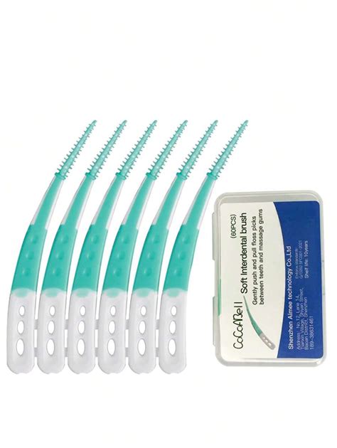 60 peças Palitos de Fio Dental de Silicone Macio em Forma de L