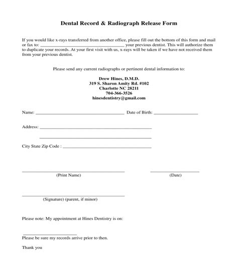 Xray Release Form Dental Printable Printable Forms Free Online