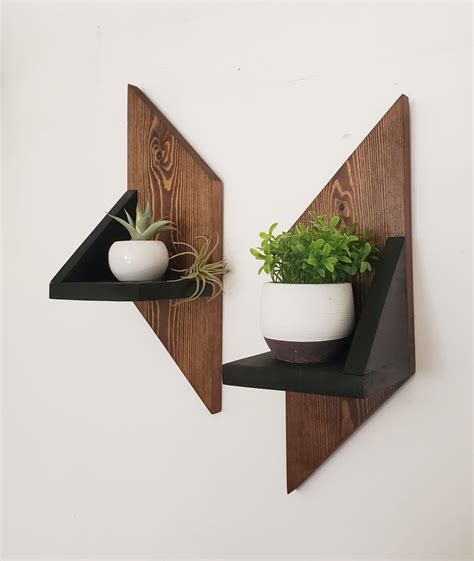 Geometric Shelf set of 2, Geometric Shelves, Wood Wall Decor, Floating Shelves, Modern Shelves ...