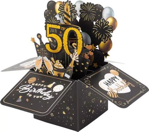 BIGLIETTO AUGURI 50 Anni Pop Up 3D Biglietti Auguri Compleanno