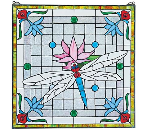 Design Toscano Dragonfly Pond Lovely Stained Glass Window