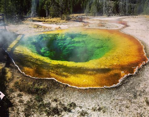 A Paved Hike To The Sulfuric Hot Springs In Yellowstone National Park Wyoming Usa This