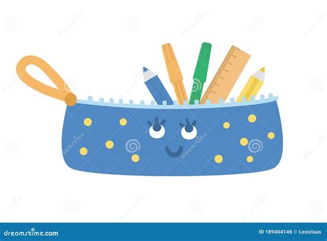 Vector Kawaii Pencil Case Illustration Back To School Educational