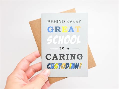 School Custodian Thank You Appreciation Card - Etsy