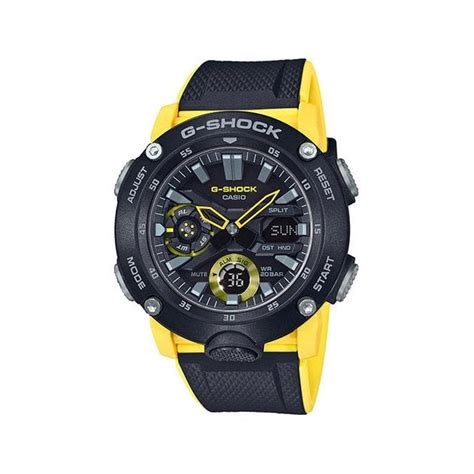 G Shock Classic Carbon Dual Display Yellow Watch