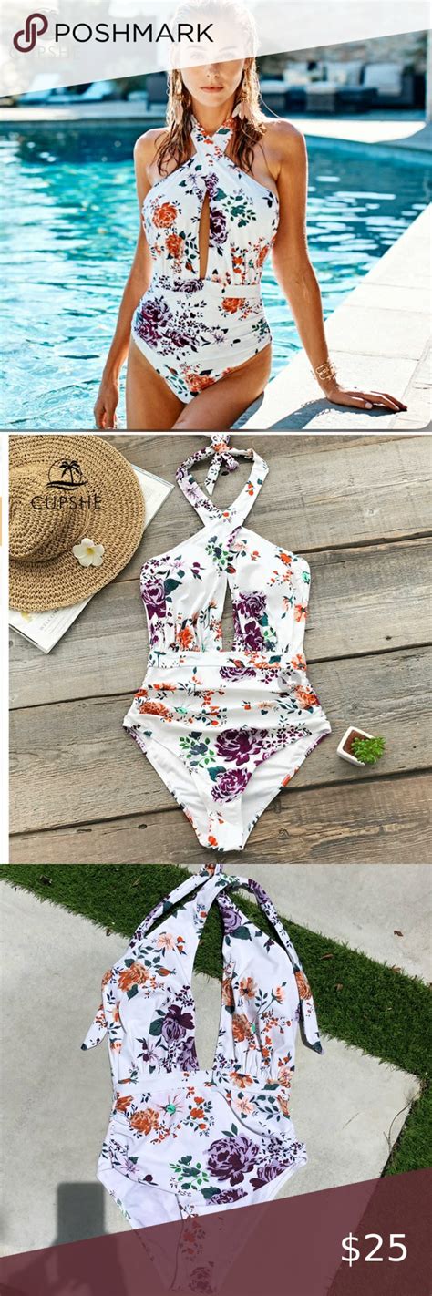 Cupshe Ruched Halter Floral One Piece Mono Mini Floral Monokini