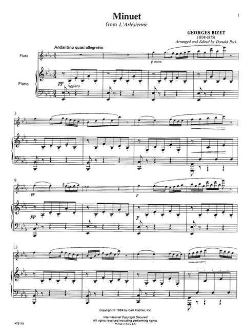 Minuet From L Arlesienne Suite No By Georges Bizet Sheet Music