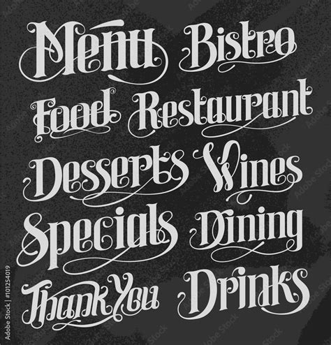 Hand drawn lettering for restaurant menu boards Stock Vector | Adobe Stock