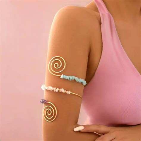 Upper Arm Cuff Golden Arm Cuff Greek Goddess Bracelet Summer Beach Jewelry Spiral Arm